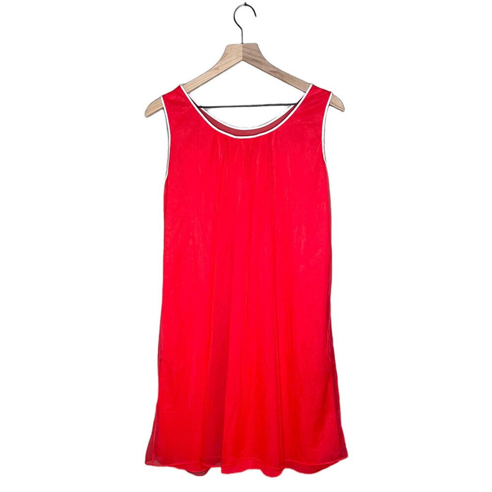 Vtg S M Movie Star Red Babydoll Silky Soft Nylon Nightgown Nightie Embroidered - Picture 2 of 11